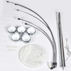 Lampadaire Nikkala Chrome, Blanc, 5 Lumieres