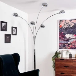 Lampadaire Nikkala Chrome, Blanc, 5 Lumieres