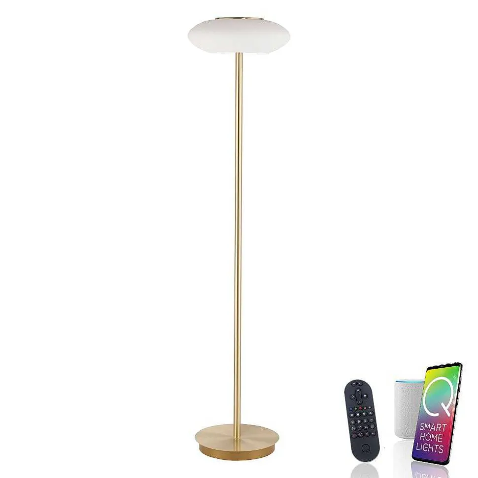 Lampadaire Paul Neuhaus Q-Etienne Led Laiton, 1 Lumiere, Telecommandes
