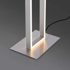 Lampadaire Paul-Neuhaus Q-Kaan Led Acier Brosse, 2 Lumieres, Telecommandes