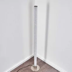 Lampadaire Pipe Led Nickel Mat, 1 Lumiere, Telecommandes, Changeur De Couleurs