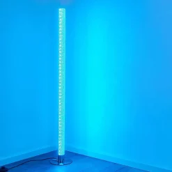 Lampadaire Pipe Led Nickel Mat, 1 Lumiere, Telecommandes, Changeur De Couleurs