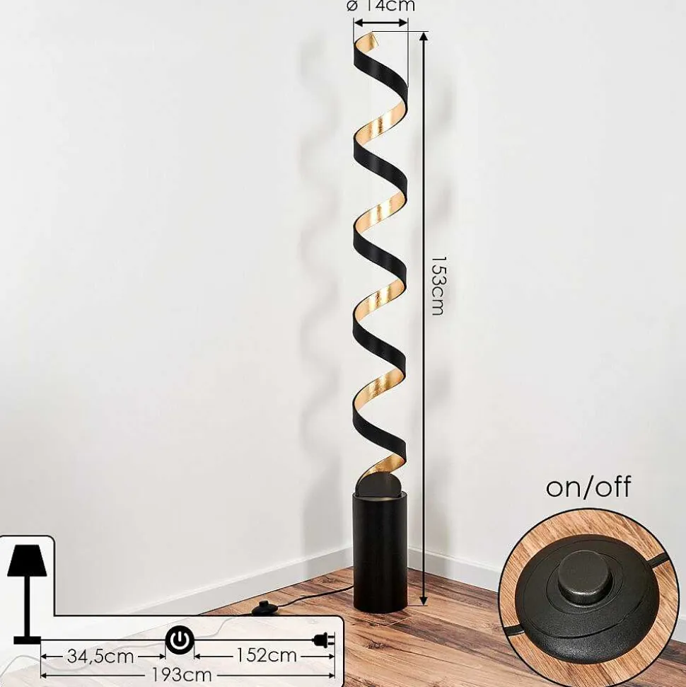 Lampadaire Rezat Led Noir Dore, 1 Lumiere