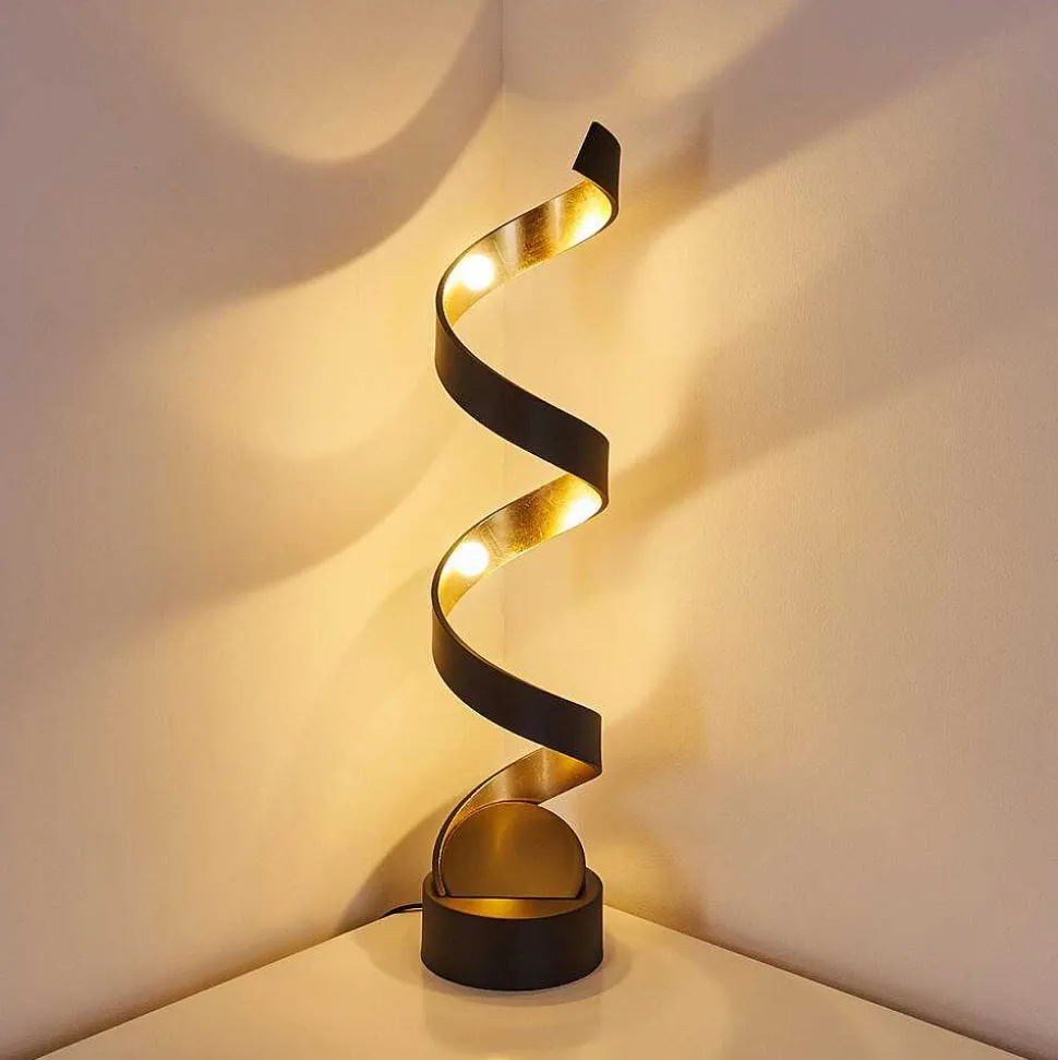 Lampadaire Rezat Led Noir Dore, 1 Lumiere