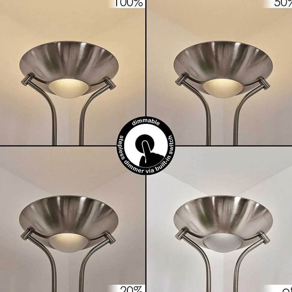 Lampadaire Rom Led Nickel Mat, 2 Lumieres
