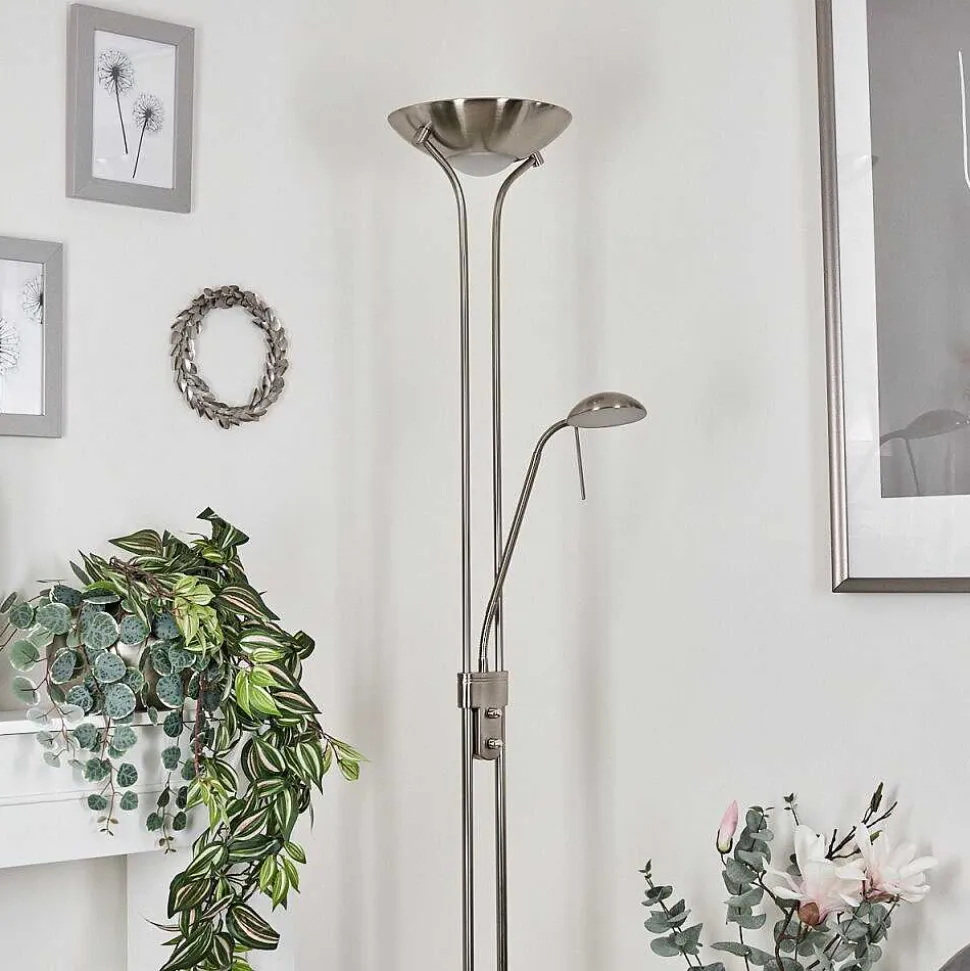 Lampadaire Rom Led Nickel Mat, 2 Lumieres