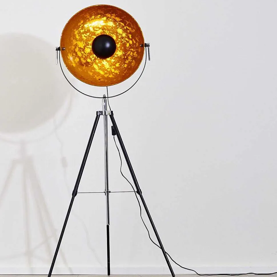 Lampadaire Saturn Chrome, Noir, 1 Lumiere