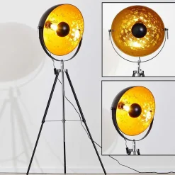 Lampadaire Saturn Chrome, Noir, 1 Lumiere