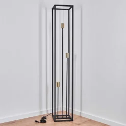 Lampadaire Woden Laiton, Noir, 3 Lumieres