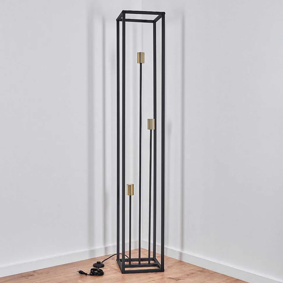 Lampadaire Woden Laiton, Noir, 3 Lumieres