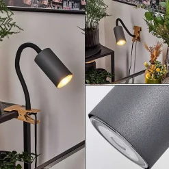 Lampe A Clipper Javel Brun, Couleur Bois, Noir, 1 Lumiere