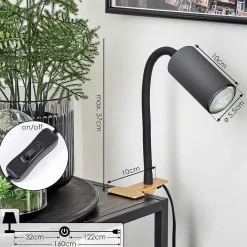 Lampe A Clipper Javel Brun, Couleur Bois, Noir, 1 Lumiere
