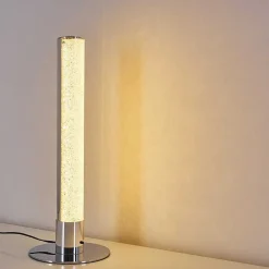 Lampe A Poser Flaut Led Chrome, 1 Lumiere, Telecommandes, Changeur De Couleurs