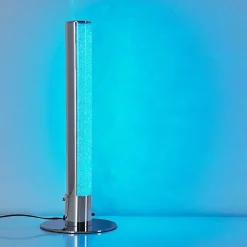 Lampe A Poser Flaut Led Chrome, 1 Lumiere, Telecommandes, Changeur De Couleurs