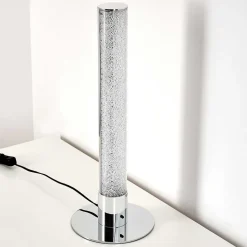 Lampe A Poser Flaut Led Chrome, 1 Lumiere, Telecommandes, Changeur De Couleurs