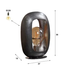 Lampe De Table Arch Nickel Mat, Noir, 1 Lumiere
