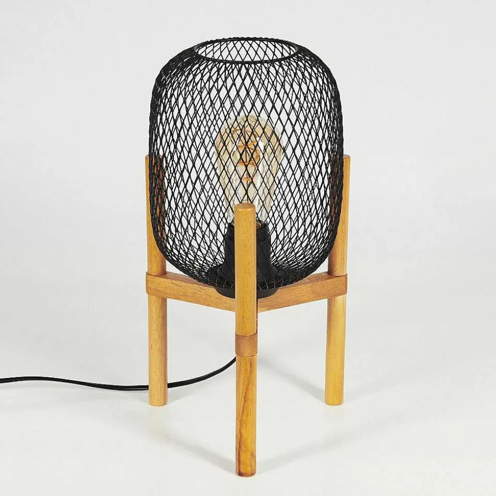 Lampe De Table Ateponta Bois Clair, Noir, 1 Lumiere