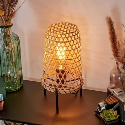 Lampe De Table Bauro Ecru, Noir, 1 Lumiere