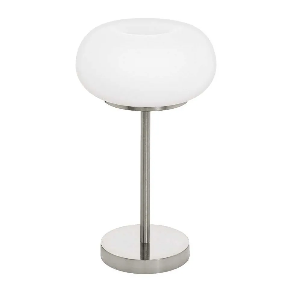 Lampe De Table Eglo Optica Led Nickel Mat, 1 Lumiere, Changeur De Couleurs