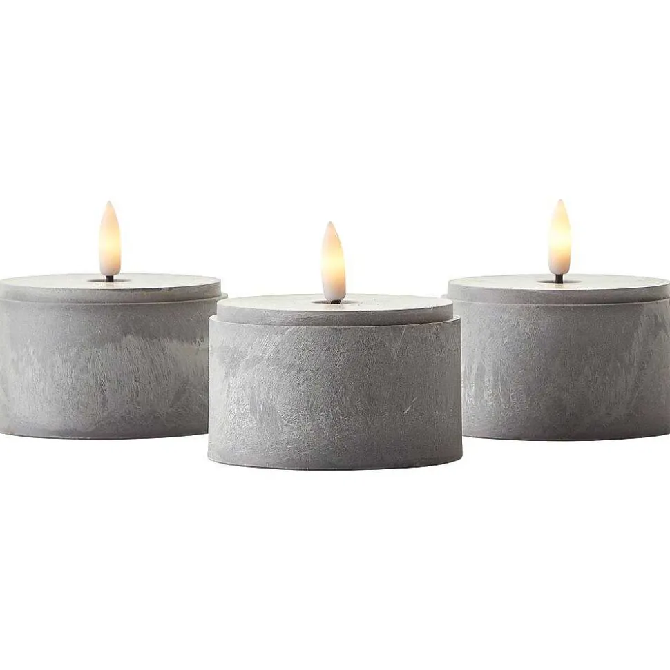 Lampe De Table Exterieure Set De 3 Brilliant Bougie Led Gris, 1 Lumiere