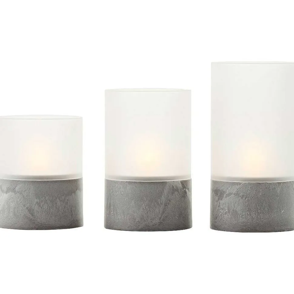 Lampe De Table Exterieure Set De 3 Brilliant Bougie Led Gris, 1 Lumiere