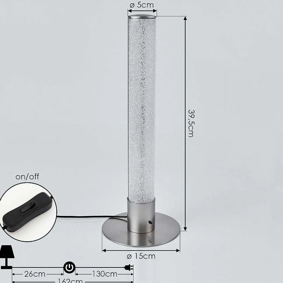 Lampe De Table Flaut Led Nickel Mat, 1 Lumiere, Telecommandes, Changeur De Couleurs