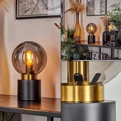 Lampe De Table Flawil Laiton, Noir, 1 Lumiere