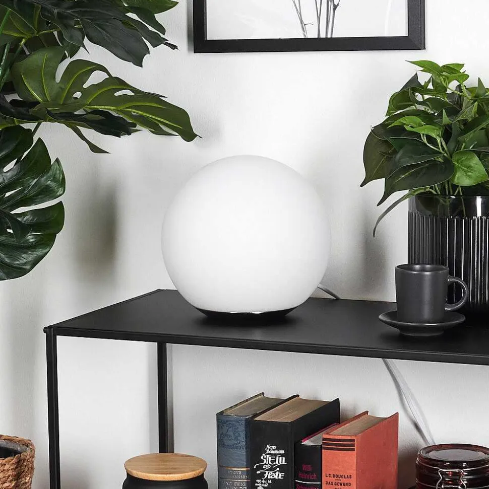 Lampe De Table Idual Dahlia Led Nickel Mat, 1 Lumiere, Telecommandes, Changeur De Couleurs