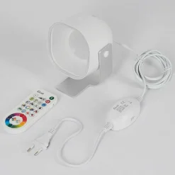 Lampe De Table Idual Lilac Led Argente, 1 Lumiere, Telecommandes, Changeur De Couleurs