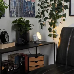 Lampe De Table Idual Lilac Led Argente, 1 Lumiere, Telecommandes, Changeur De Couleurs