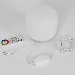 Lampe De Table Idual Thyme Led Nickel Mat, 1 Lumiere, Telecommandes, Changeur De Couleurs