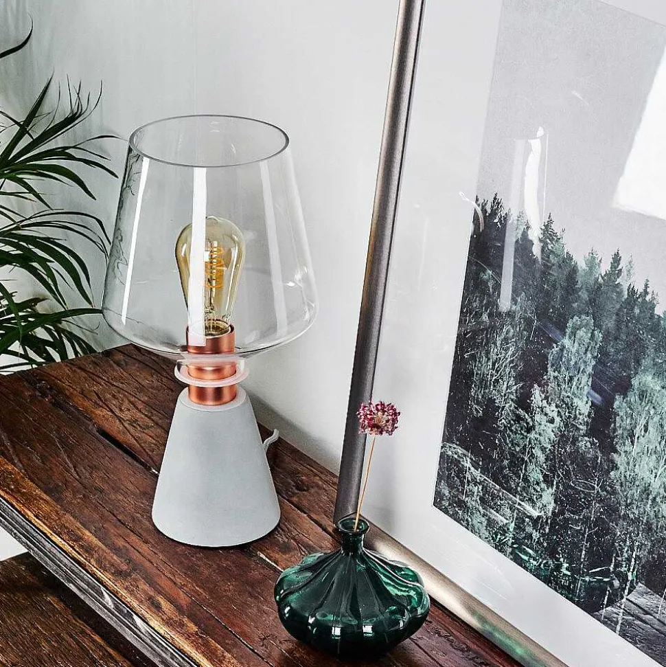 Lampe De Table Jaen Gris, Cuivre, 1 Lumiere