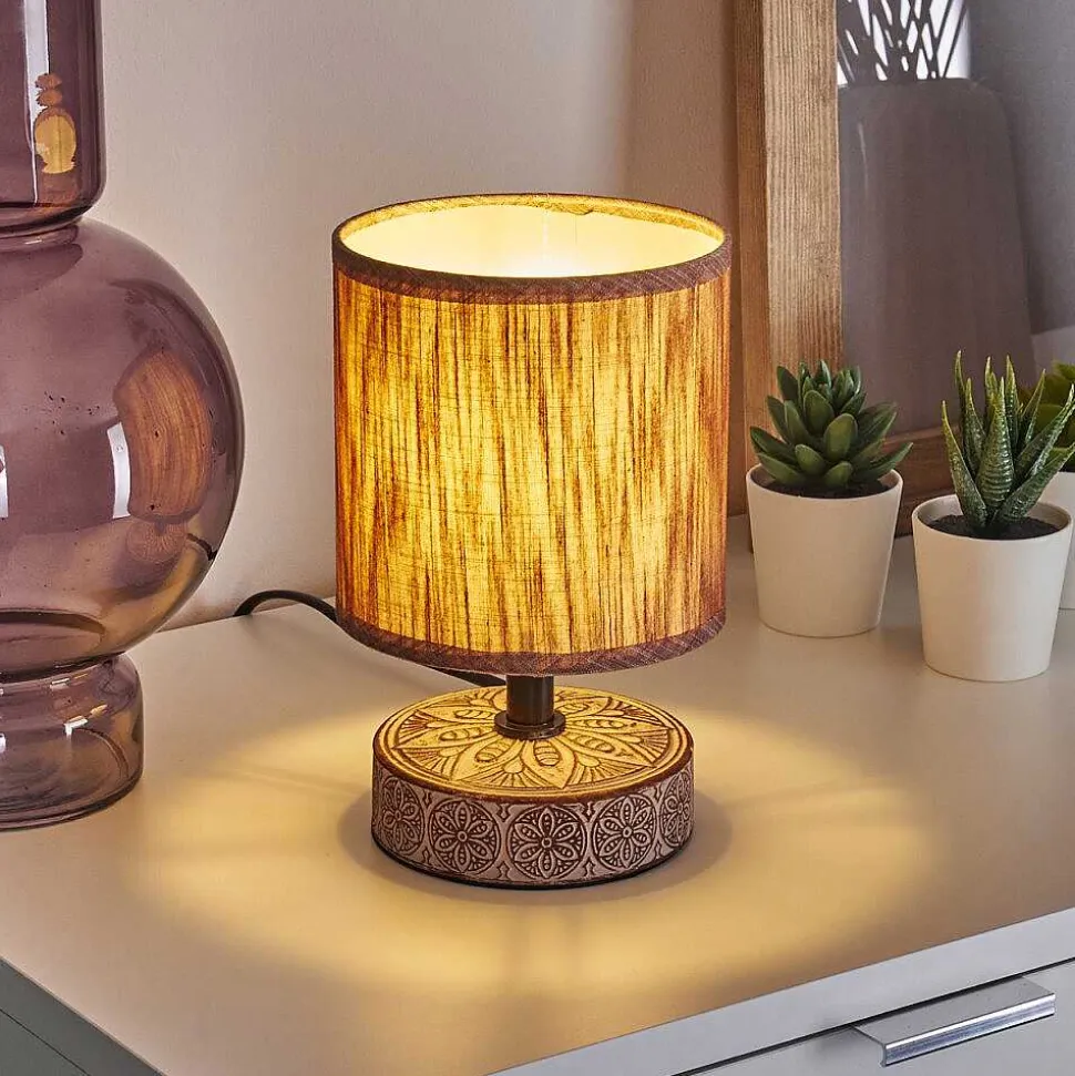 Lampe De Table Kigombo Brun, 1 Lumiere