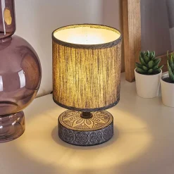 Lampe De Table Kigombo Gris, Noir, 1 Lumiere