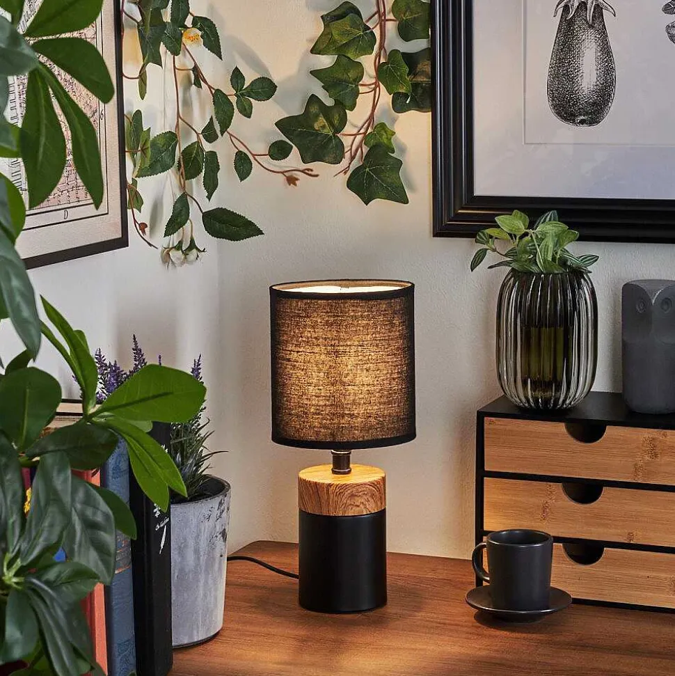 Lampe De Table Lorrain Couleur Bois, 1 Lumiere