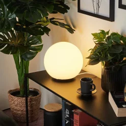 Lampe De Table Loural Led Nickel Mat, 1 Lumiere, Telecommandes, Changeur De Couleurs
