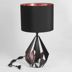 Lampe De Table Marang Cuivre, Noir, 1 Lumiere