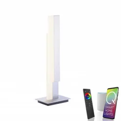 Lampe De Table Paul Neuhaus Q-Tower Led Aluminium, 2 Lumieres, Telecommandes