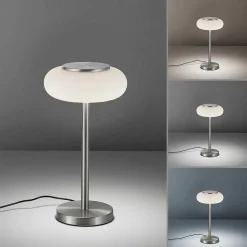 Lampe De Table Paul Neuhaus Q-Etienne Led Acier Brosse, 1 Lumiere, Telecommandes