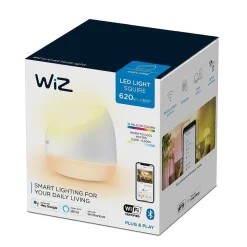 Lampe De Table Philips Wiz Squire Led Blanc, 1 Lumiere, Telecommandes, Changeur De Couleurs