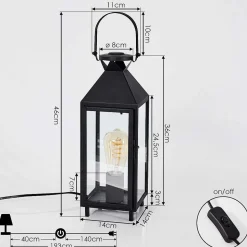 Lampe De Table Raupunga Noir, 1 Lumiere