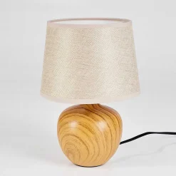 Lampe De Table Stampa Brun, Couleur Bois, 1 Lumiere