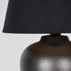 Lampe De Table Tapona Brun Fonce, Nickel Mat, 1 Lumiere