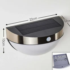 Lampe Solaire Basra Led Chrome, 1 Lumiere, Detecteur De Mouvement