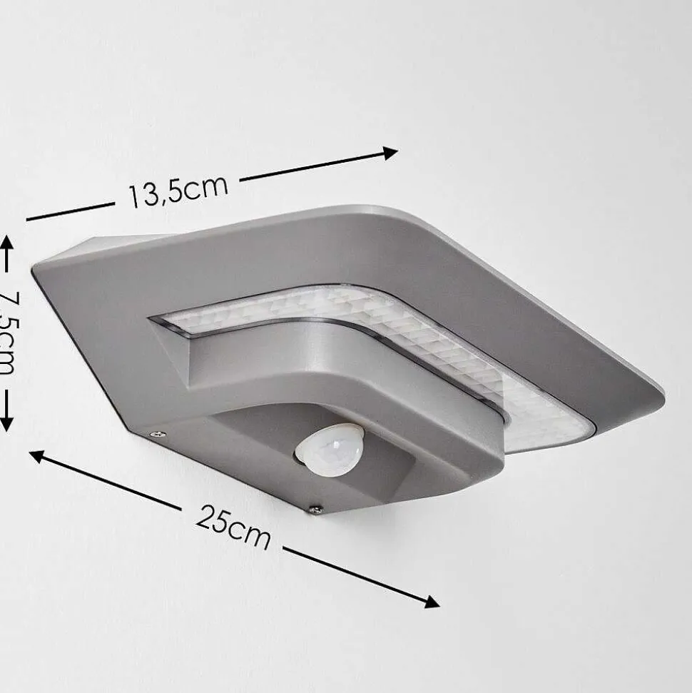 Lampe Solaire Camden Led Gris, 1 Lumiere, Detecteur De Mouvement