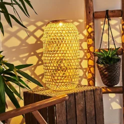 Lampe Solaire Conneaut Led Brun, Bois Clair, 1 Lumiere