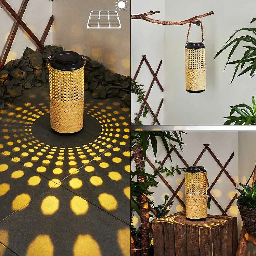 Lampe Solaire Sessivi Led Brun, Bois Clair, Noir, 1 Lumiere