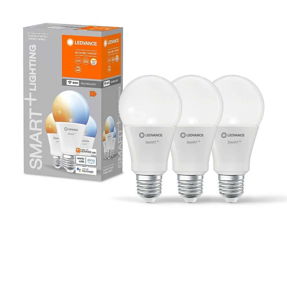 Ledvance Smart+ Wifi Lot De 3 Led E27 14 Watt 2700-6500 Kelvin 1521 Lumen