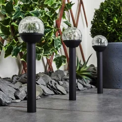 Lot De 3 Lampes Solaires Colognole Led Noir, 1 Lumiere