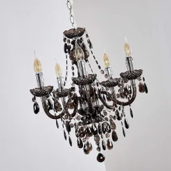 Lustre Delhi Noir, Transparent, 5 Lumieres